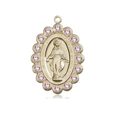 Miraculous Medal Necklace - 14K Gold - 7/8 Inch Tall by 1/2 Inch Wide with 24" Chain