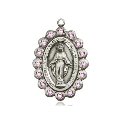 Miraculous Medal Necklace - Sterling Silver - 7/8 Inch Tall by 1/2 Inch Wide with 24" Chain