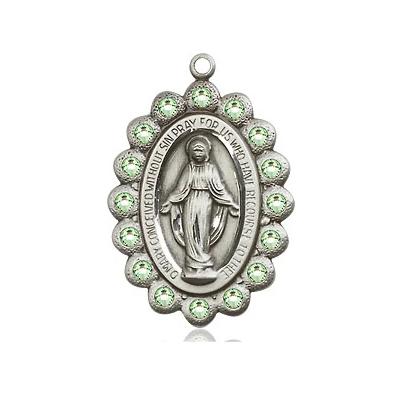 Miraculous Medal Necklace - Sterling Silver - 7/8 Inch Tall by 1/2 Inch Wide with 24" Chain