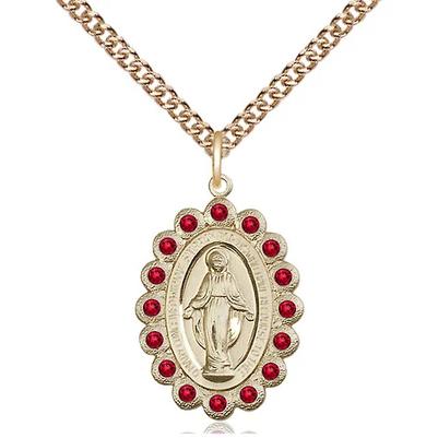 Miraculous Medal Necklace - 14K Gold Filled - 7/8 Inch Tall by 1/2 Inch Wide with 24" Chain