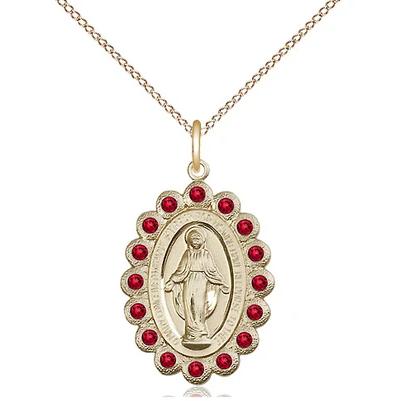 Miraculous Medal Necklace - 14K Gold - 7/8 Inch Tall by 1/2 Inch Wide with 18" Chain