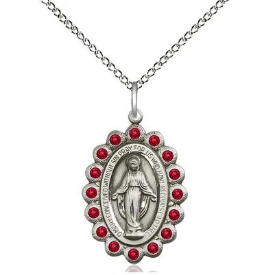 Miraculous Medal Necklace - Sterling Silver - 7/8 Inch Tall by 1/2 Inch Wide with 18" Chain