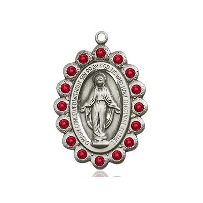 Miraculous Medal Necklace - Sterling Silver - 7/8 Inch Tall by 1/2 Inch Wide with 24" Chain