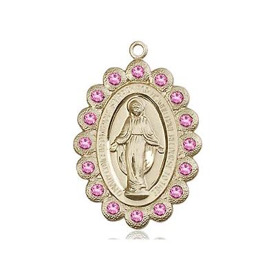 Miraculous Medal Necklace - 14K Gold - 7/8 Inch Tall by 1/2 Inch Wide with 24" Chain