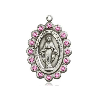 Miraculous Medal Necklace - Sterling Silver - 7/8 Inch Tall by 1/2 Inch Wide with 24" Chain