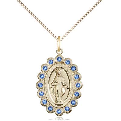Miraculous Medal Necklace - 14K Gold Filled - 7/8 Inch Tall by 1/2 Inch Wide with 18" Chain