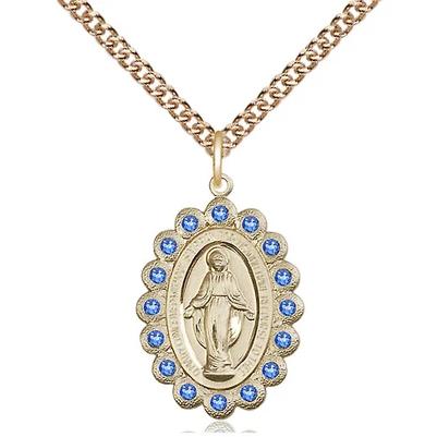Miraculous Medal Necklace - 14K Gold Filled - 7/8 Inch Tall by 1/2 Inch Wide with 24" Chain