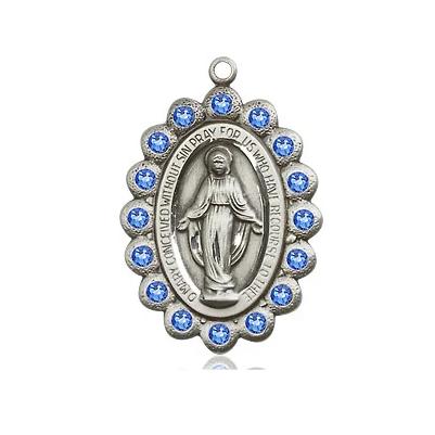 Miraculous Medal Necklace - Sterling Silver - 7/8 Inch Tall by 1/2 Inch Wide with 24" Chain