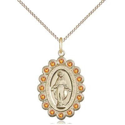 Miraculous Medal Necklace - 14K Gold Filled - 7/8 Inch Tall by 1/2 Inch Wide with 18" Chain
