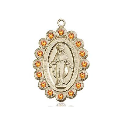 Miraculous Medal Necklace - 14K Gold Filled - 7/8 Inch Tall by 1/2 Inch Wide with 24" Chain