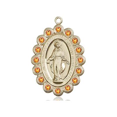 Miraculous Medal Necklace - 14K Gold - 7/8 Inch Tall by 1/2 Inch Wide with 24" Chain