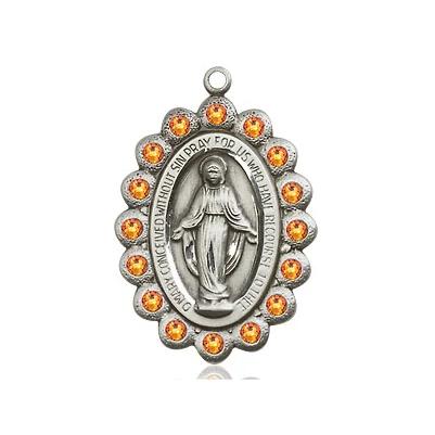 Miraculous Medal Necklace - Sterling Silver - 7/8 Inch Tall by 1/2 Inch Wide with 24" Chain