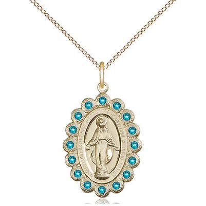 Miraculous Medal Necklace - 14K Gold Filled - 7/8 Inch Tall by 1/2 Inch Wide with 18" Chain