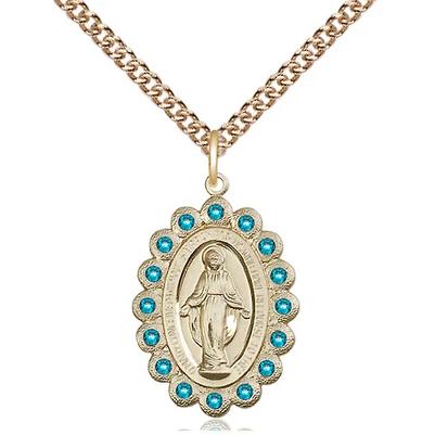 Miraculous Medal Necklace - 14K Gold Filled - 7/8 Inch Tall by 1/2 Inch Wide with 24" Chain