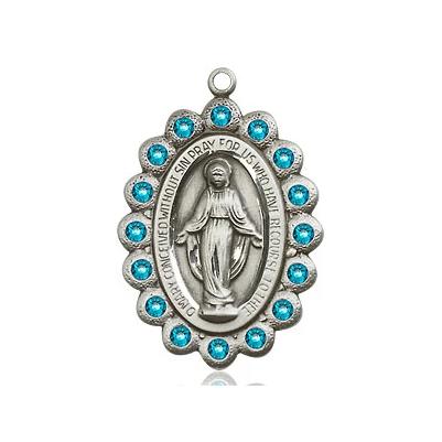 Miraculous Medal Necklace - Sterling Silver - 7/8 Inch Tall by 1/2 Inch Wide with 24" Chain