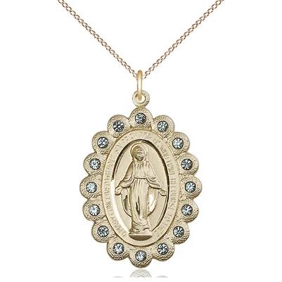 Miraculous Medal Necklace - 14K Gold Filled - 1-1/8 Inch Tall by 3/4 Inch Wide with 18" Chain
