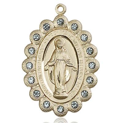 Miraculous Medal Necklace - 14K Gold Filled - 1-1/8 Inch Tall by 3/4 Inch Wide with 24" Chain