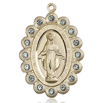 Miraculous Medal Necklace - 14K Gold - 1-1/8 Inch Tall by 3/4 Inch Wide with 24" Chain