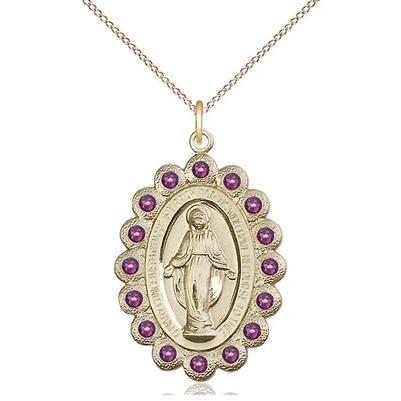 Miraculous Medal Necklace - 14K Gold Filled - 1-1/8 Inch Tall by 3/4 Inch Wide with 18" Chain