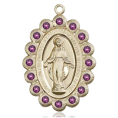 Miraculous Medal Necklace - 14K Gold Filled - 1-1/8 Inch Tall by 3/4 Inch Wide with 24" Chain