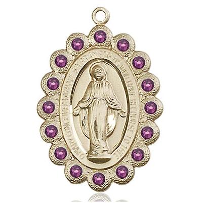 Miraculous Medal - 14K Gold - 1-1/8 Inch Tall by 3/4 Inch Wide