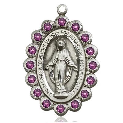 Miraculous Medal Necklace - Sterling Silver - 1-1/8 Inch Tall by 3/4 Inch Wide with 24" Chain