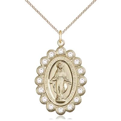 Miraculous Medal Necklace - 14K Gold Filled - 1-1/8 Inch Tall by 3/4 Inch Wide with 18" Chain