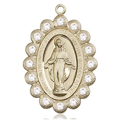 Miraculous Medal Necklace - 14K Gold Filled - 1-1/8 Inch Tall by 3/4 Inch Wide with 24" Chain