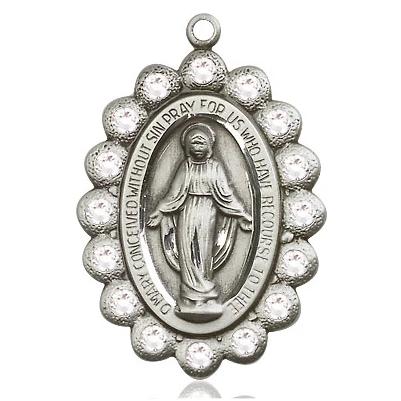 Miraculous Medal - Pewter - 1-1/8 Inch Tall by 3/4 Inch Wide