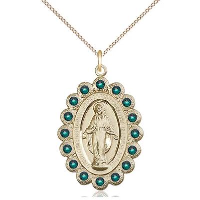 Miraculous Medal Necklace - 14K Gold Filled - 1-1/8 Inch Tall by 3/4 Inch Wide with 18" Chain