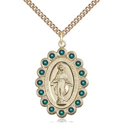 Miraculous Medal Necklace - 14K Gold Filled - 1-1/8 Inch Tall by 3/4 Inch Wide with 24" Chain