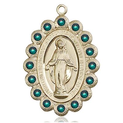Miraculous Medal - 14K Gold - 1-1/8 Inch Tall by 3/4 Inch Wide
