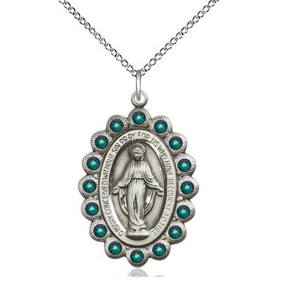 Miraculous Medal Necklace - Sterling Silver - 1-1/8 Inch Tall by 3/4 Inch Wide with 18" Chain