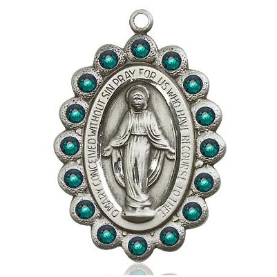 Miraculous Medal Necklace - Sterling Silver - 1-1/8 Inch Tall by 3/4 Inch Wide with 24" Chain
