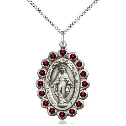 Miraculous Medal Necklace - Sterling Silver - 1-1/8 Inch Tall by 3/4 Inch Wide with 18" Chain