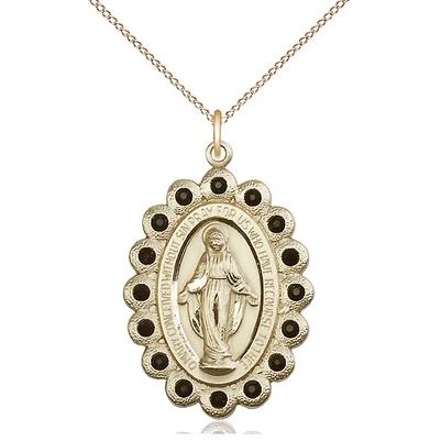 Miraculous Medal Necklace - 14K Gold Filled - 1-1/8 Inch Tall by 3/4 Inch Wide with 18" Chain