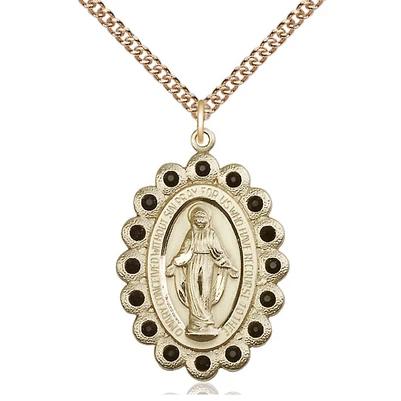 Miraculous Medal Necklace - 14K Gold Filled - 1-1/8 Inch Tall by 3/4 Inch Wide with 24" Chain