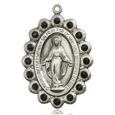 Miraculous Medal - Sterling Silver - 1-1/8 Inch Tall by 3/4 Inch Wide