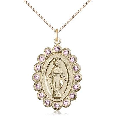 Miraculous Medal Necklace - 14K Gold Filled - 1-1/8 Inch Tall by 3/4 Inch Wide with 18" Chain