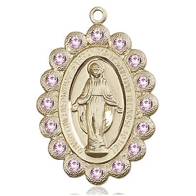 Miraculous Medal Necklace - 14K Gold Filled - 1-1/8 Inch Tall by 3/4 Inch Wide with 24" Chain