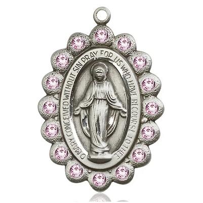 Miraculous Medal Necklace - Sterling Silver - 1-1/8 Inch Tall by 3/4 Inch Wide with 24" Chain