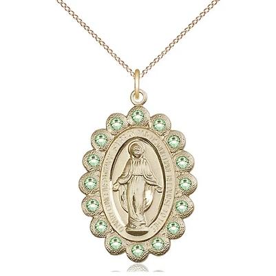 Miraculous Medal Necklace - 14K Gold Filled - 1-1/8 Inch Tall by 3/4 Inch Wide with 18" Chain