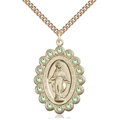 Miraculous Medal Necklace - 14K Gold Filled - 1-1/8 Inch Tall by 3/4 Inch Wide with 24" Chain