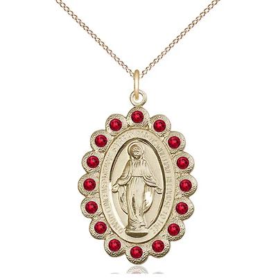 Miraculous Medal Necklace - 14K Gold Filled - 1-1/8 Inch Tall by 3/4 Inch Wide with 18" Chain