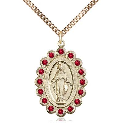 Miraculous Medal Necklace - 14K Gold Filled - 1-1/8 Inch Tall by 3/4 Inch Wide with 24" Chain
