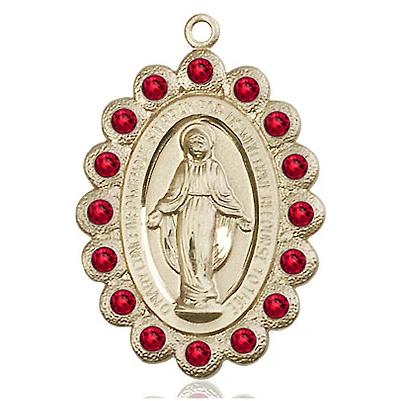 Miraculous Medal Necklace - 14K Gold - 1-1/8 Inch Tall by 3/4 Inch Wide with 24" Chain