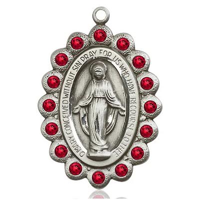 Miraculous Medal Necklace - Sterling Silver - 1-1/8 Inch Tall by 3/4 Inch Wide with 24" Chain