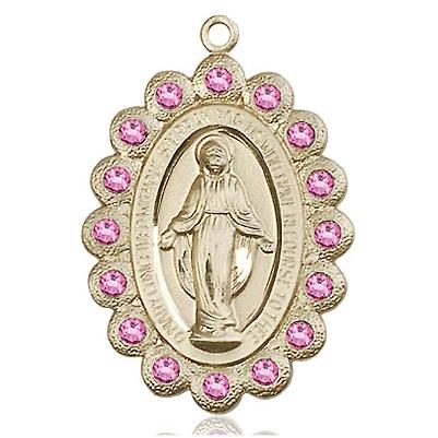 Miraculous Medal - 14K Gold - 1-1/8 Inch Tall by 3/4 Inch Wide