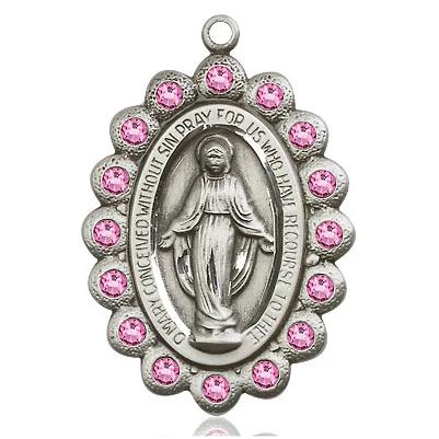 Miraculous Medal - Sterling Silver - 1-1/8 Inch Tall by 3/4 Inch Wide