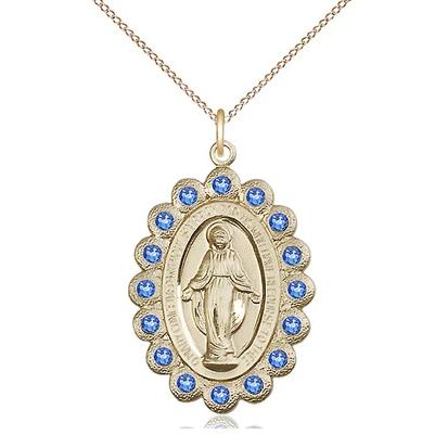 Miraculous Medal Necklace - 14K Gold Filled - 1-1/8 Inch Tall by 3/4 Inch Wide with 18" Chain